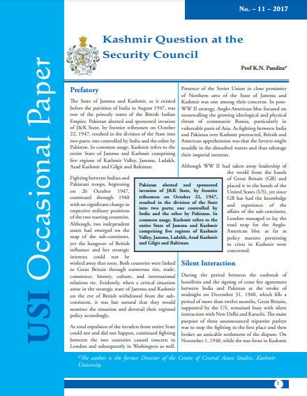 Kashmir Question at the Security Council (Vol No. 11- 2017)